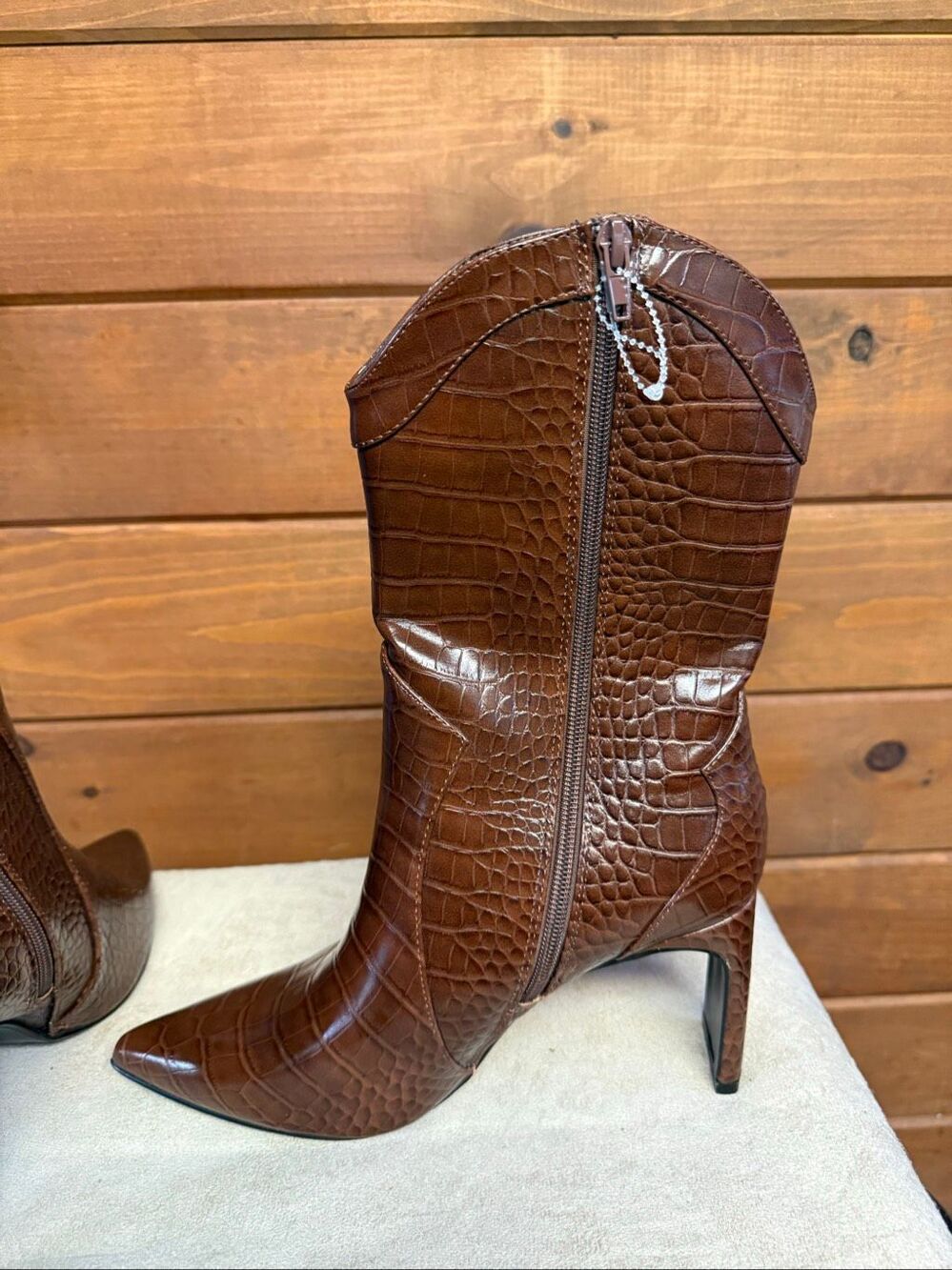 Chinese Laundry Forester western boots croc-embossed texture/ pointed toe Sz 8.5 - Picture 5 of 8